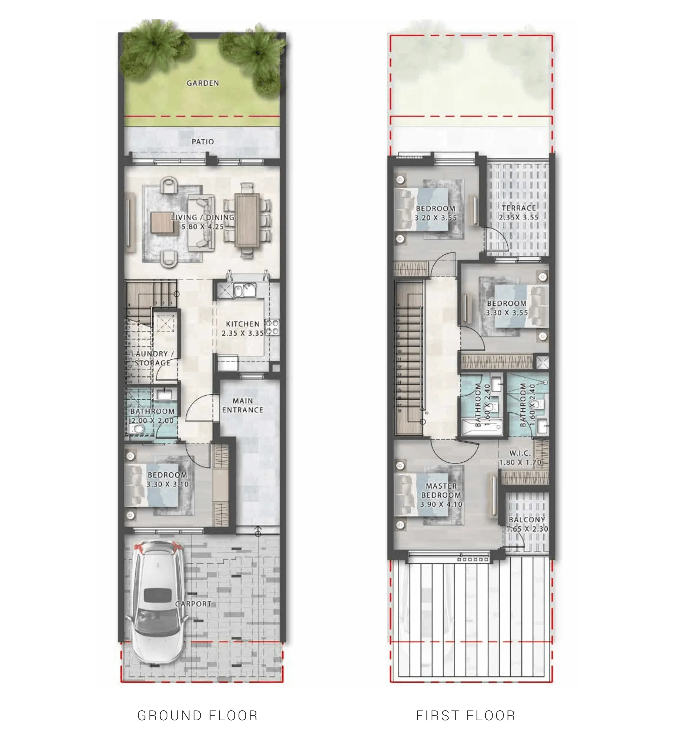 4 Bedroom Townhouses Floor Plan