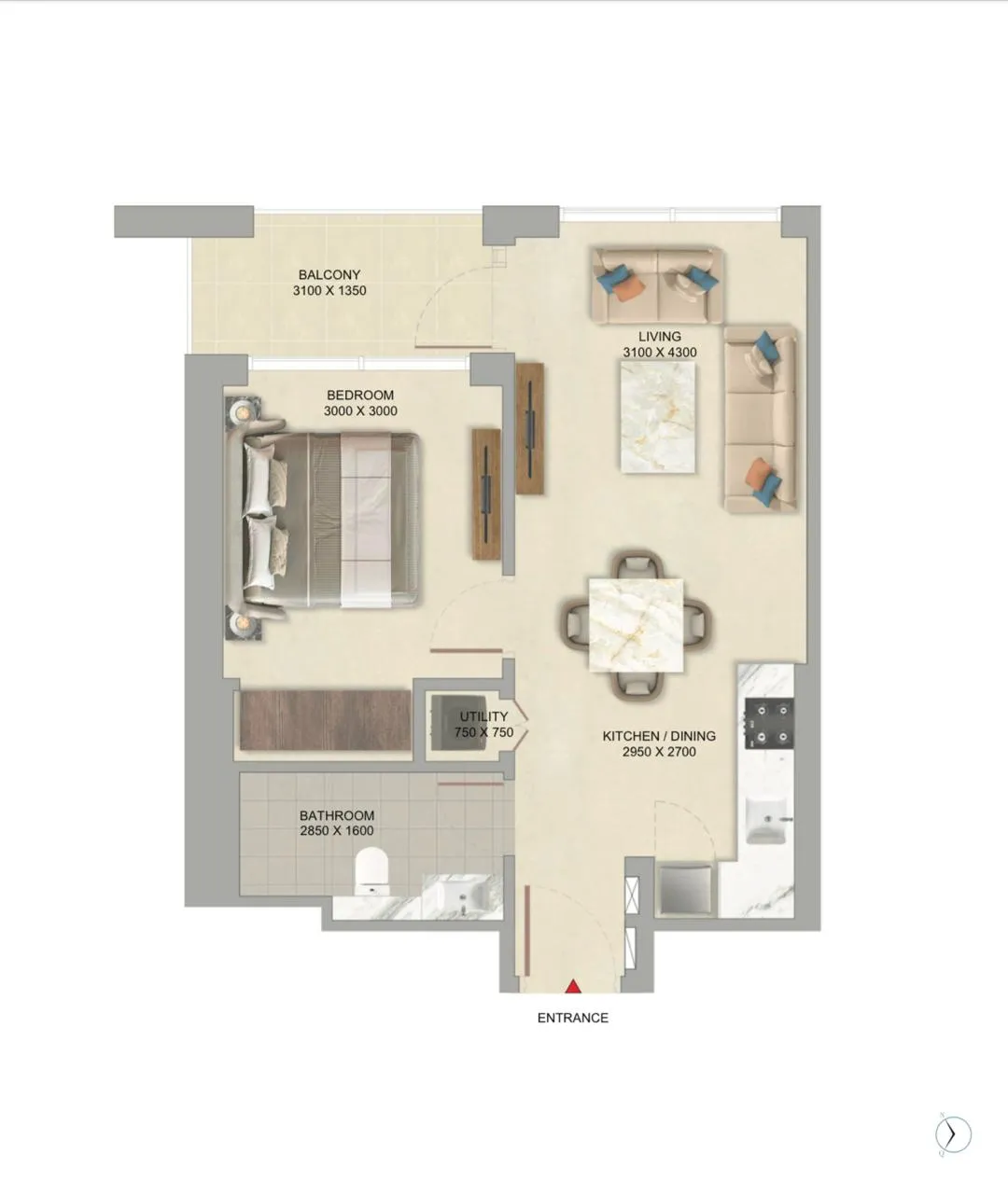 1 Bedroom Floor Plan